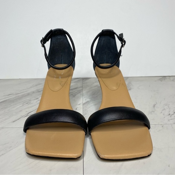 New! Marc Fisher Derine Black Leather Square Toe Heeled Sandal 7 1/2 - Picture 2 of 13